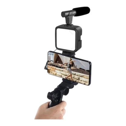 AY-49 Video-Making Kit for Live Broadcast – Mobile Vlogging Kit with Mic, LED Light & Tripod